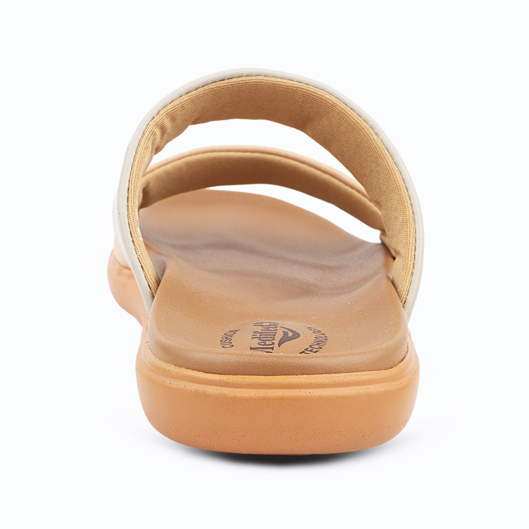 Medifeet Women’s Elegant Dual Tone Comfortable Slides with Orthopedic Cushioned Footbed & Arch Support