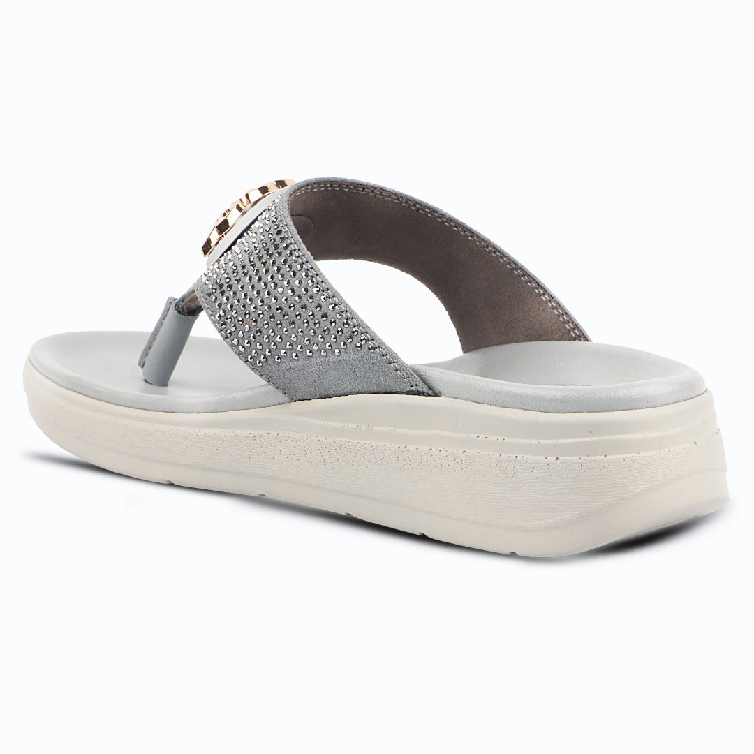Medifeet Stylish Stone and Comfy Slippers for Women with Midsole Arch Support