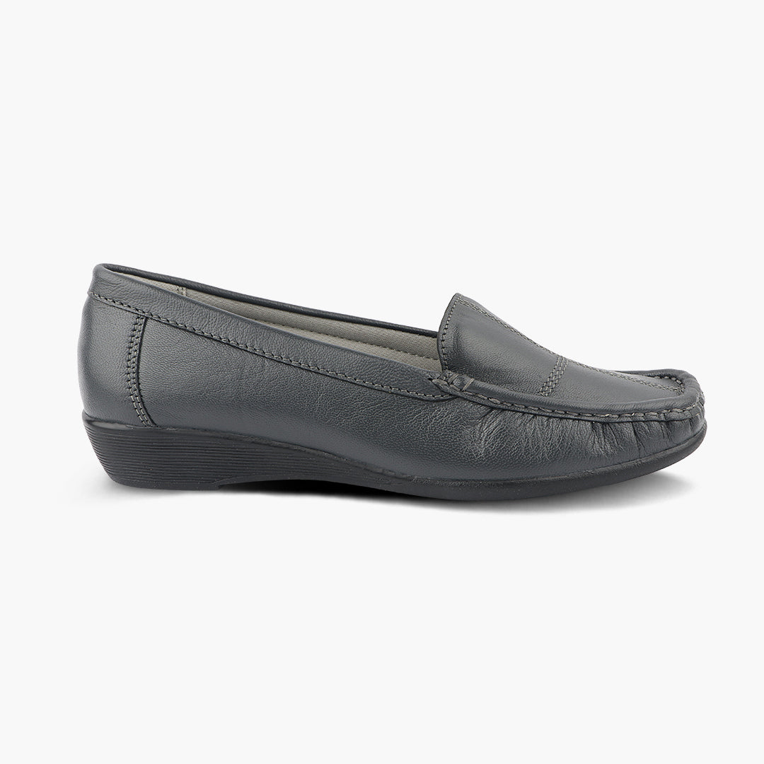 Subtle Heel Leather Loafers for Women with Arch Support