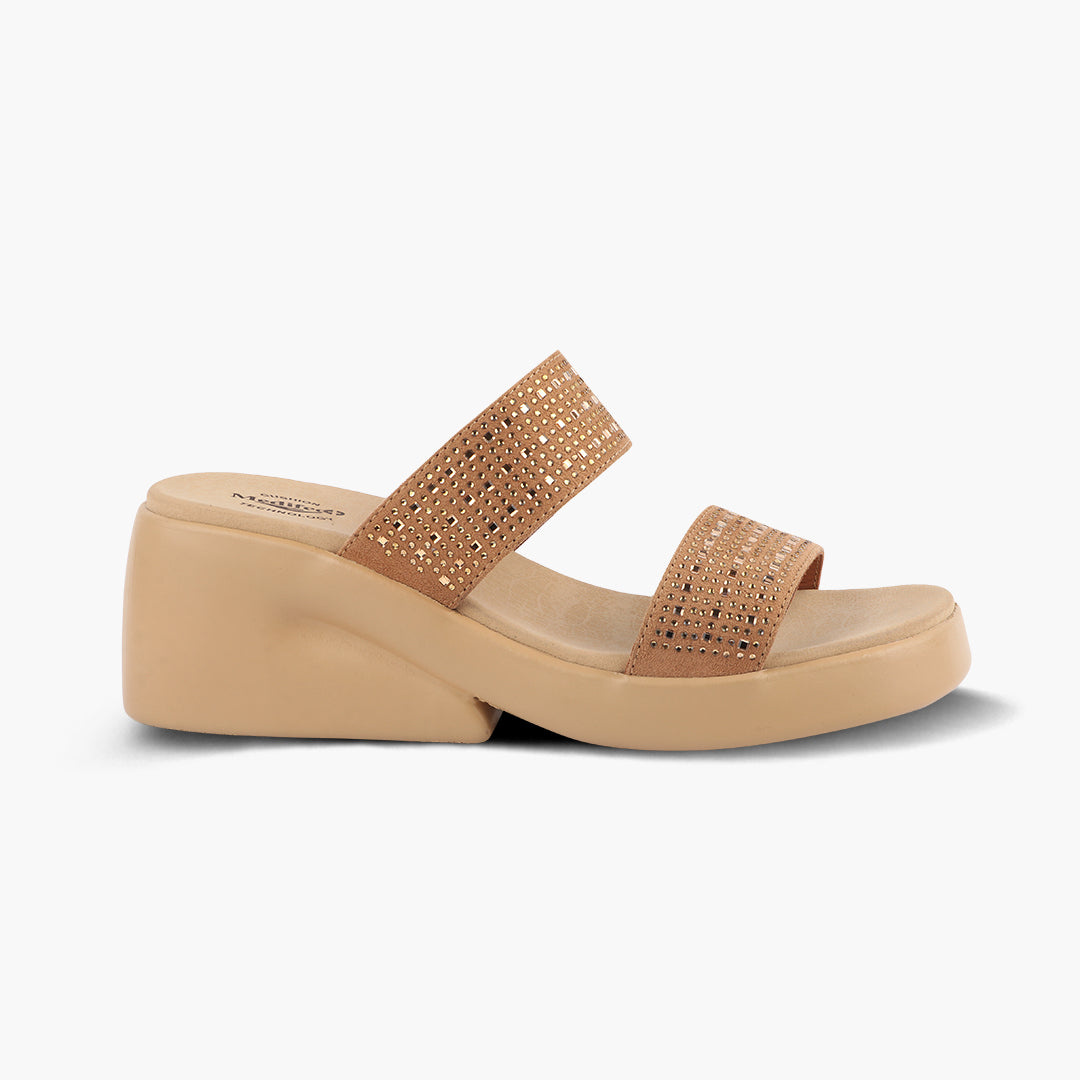 Medifeet Dual Strap Women Wedge Heel Sandals (All Day Wear Comfort)