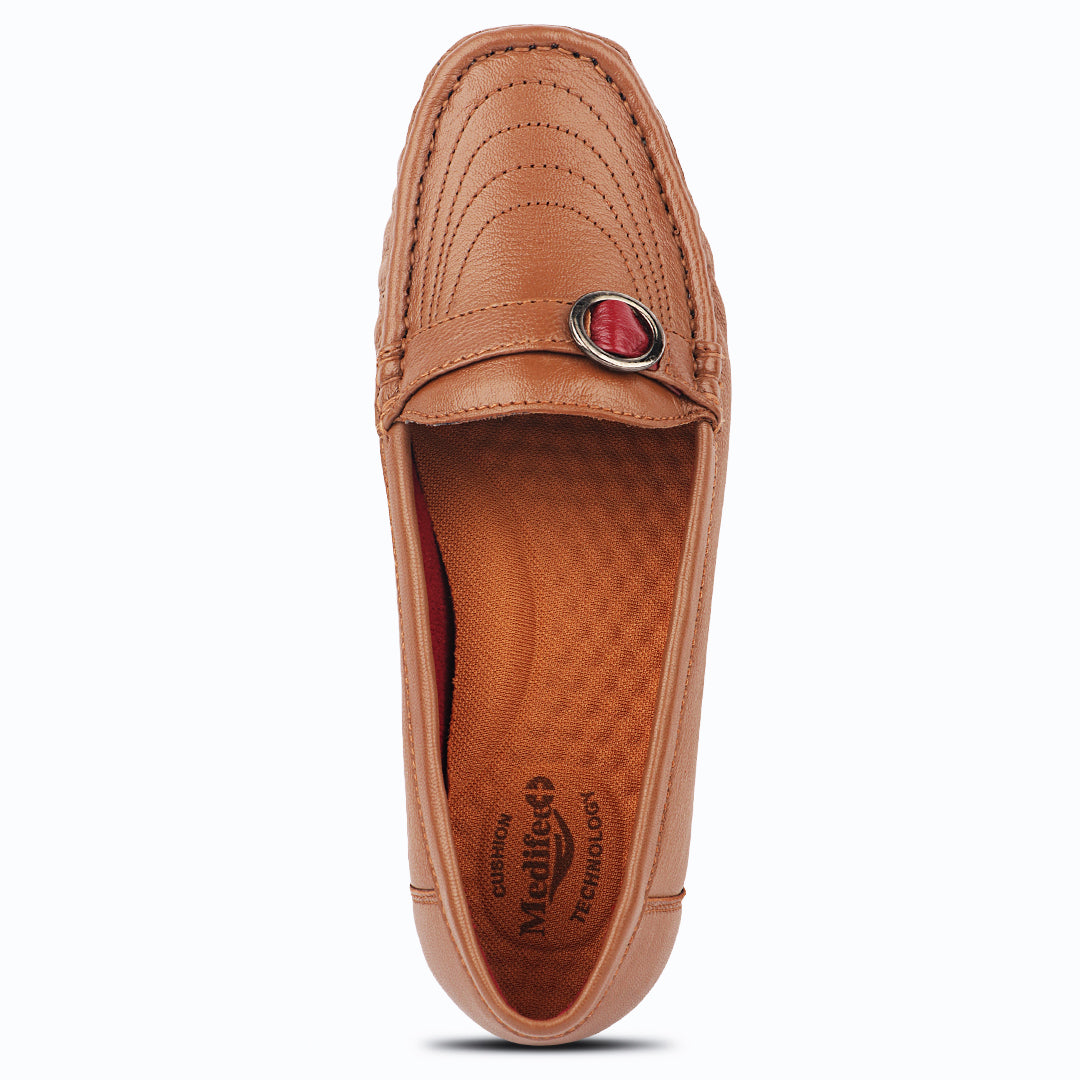 Medifeet Genuine Leather Comfort With Arch Support Loafers For Women's