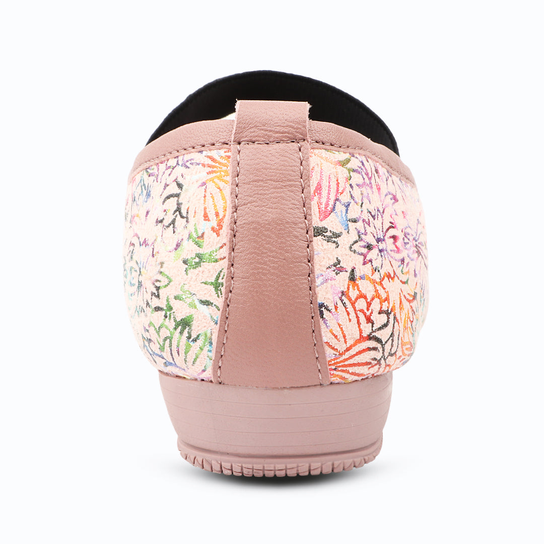Medifeet Women's Floral Printed Comfort Ballerina Shoes with Arch Support, Cushioned Footbed & German Technology