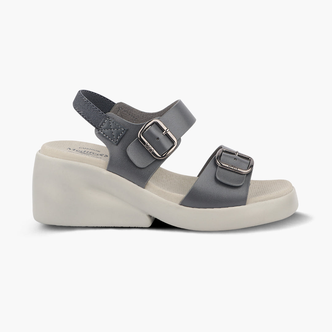 Medifeet Dual Strap Heel Sandal for Women (With Ankle Strap for Better Fit)