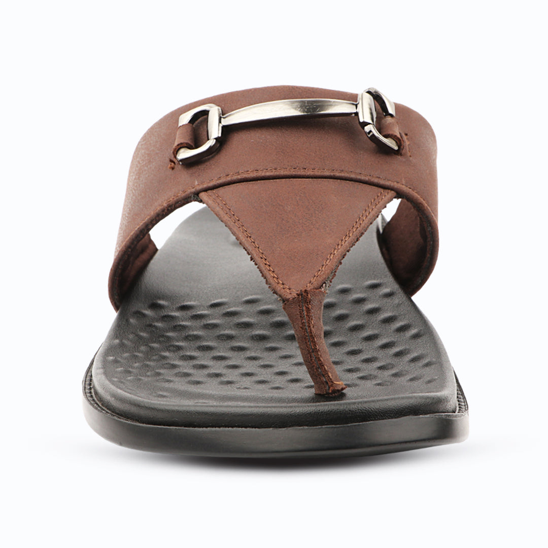 Medifeet Men's Leather Comfort Flip Flops | Soft Footbed | Anti-Slip Sole | Everyday Casual Wear