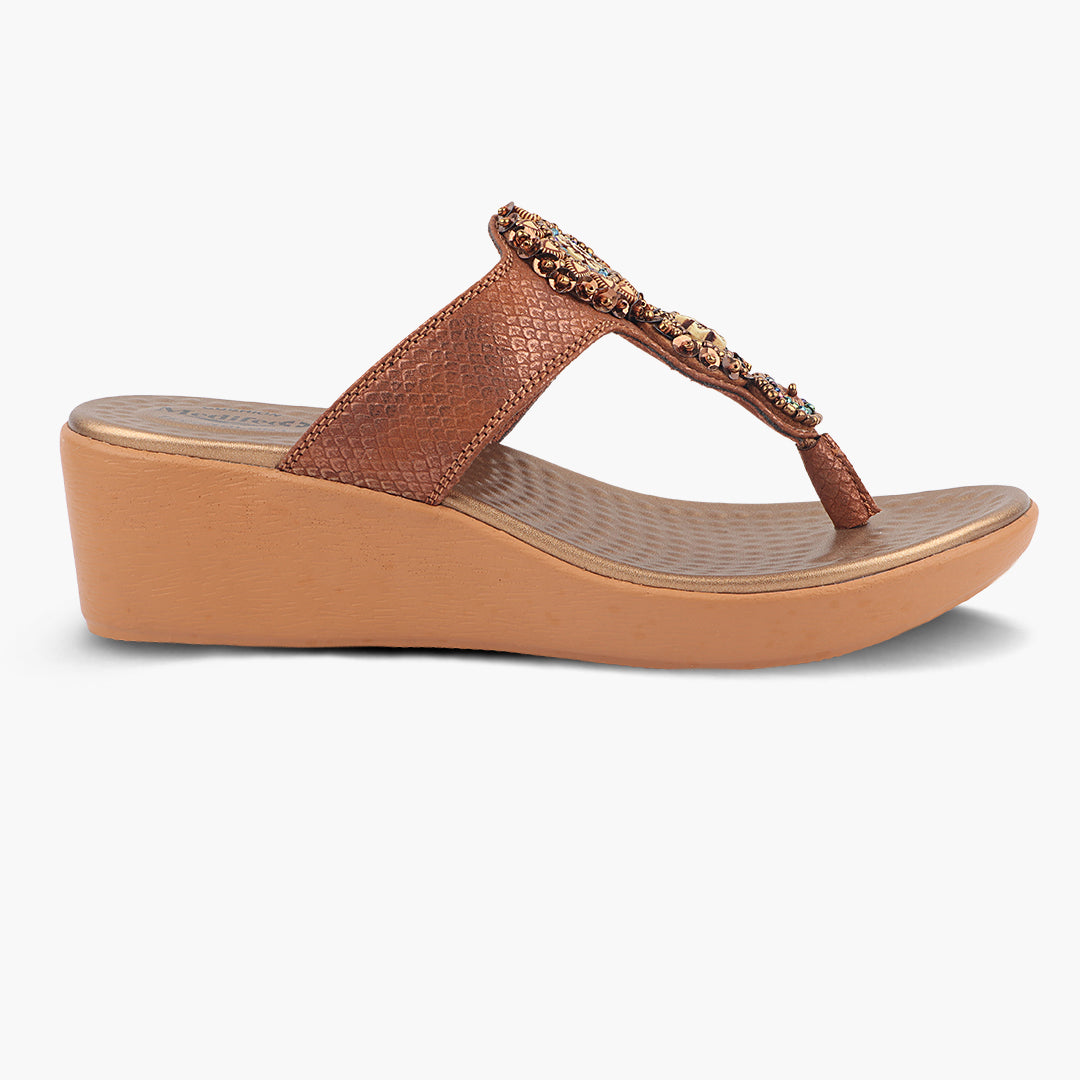 Medifeet Cushioned Wedge Heel Sandals for Women (Arch Support)