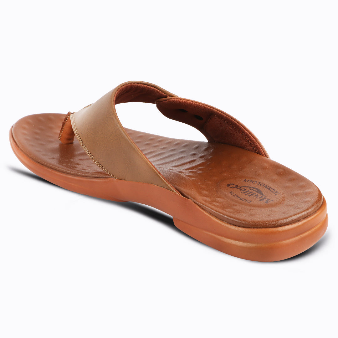 Medifeet All Day Comfort men's Slippers
(Leather Slippers | V Strapped Design)