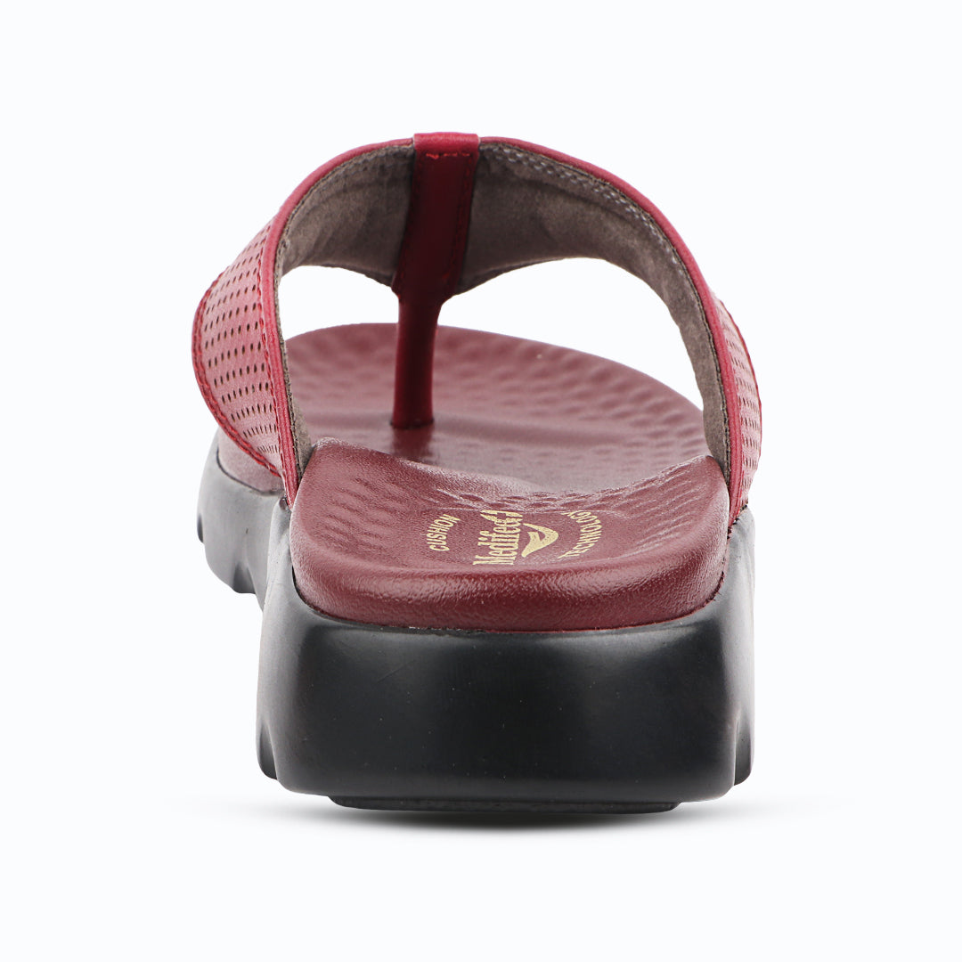 Broad Strap, Cushioned Leather Slippers for Women