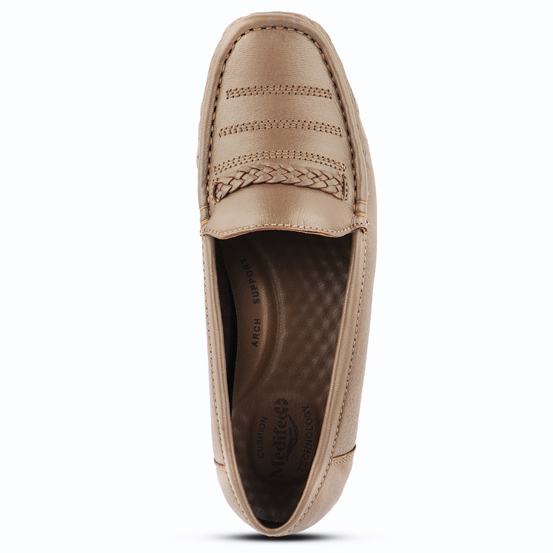 Medifeet Genuine Leather Comfortable & Arch Support Loafers For Women's