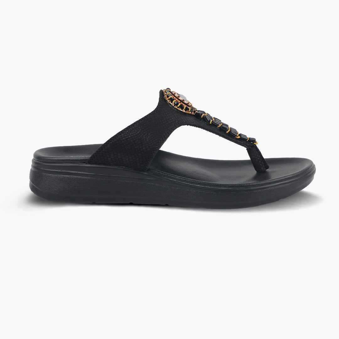 Medifeet Embellished Stylish and Comfy Slippers for Women ( Midsole & Arch Support )