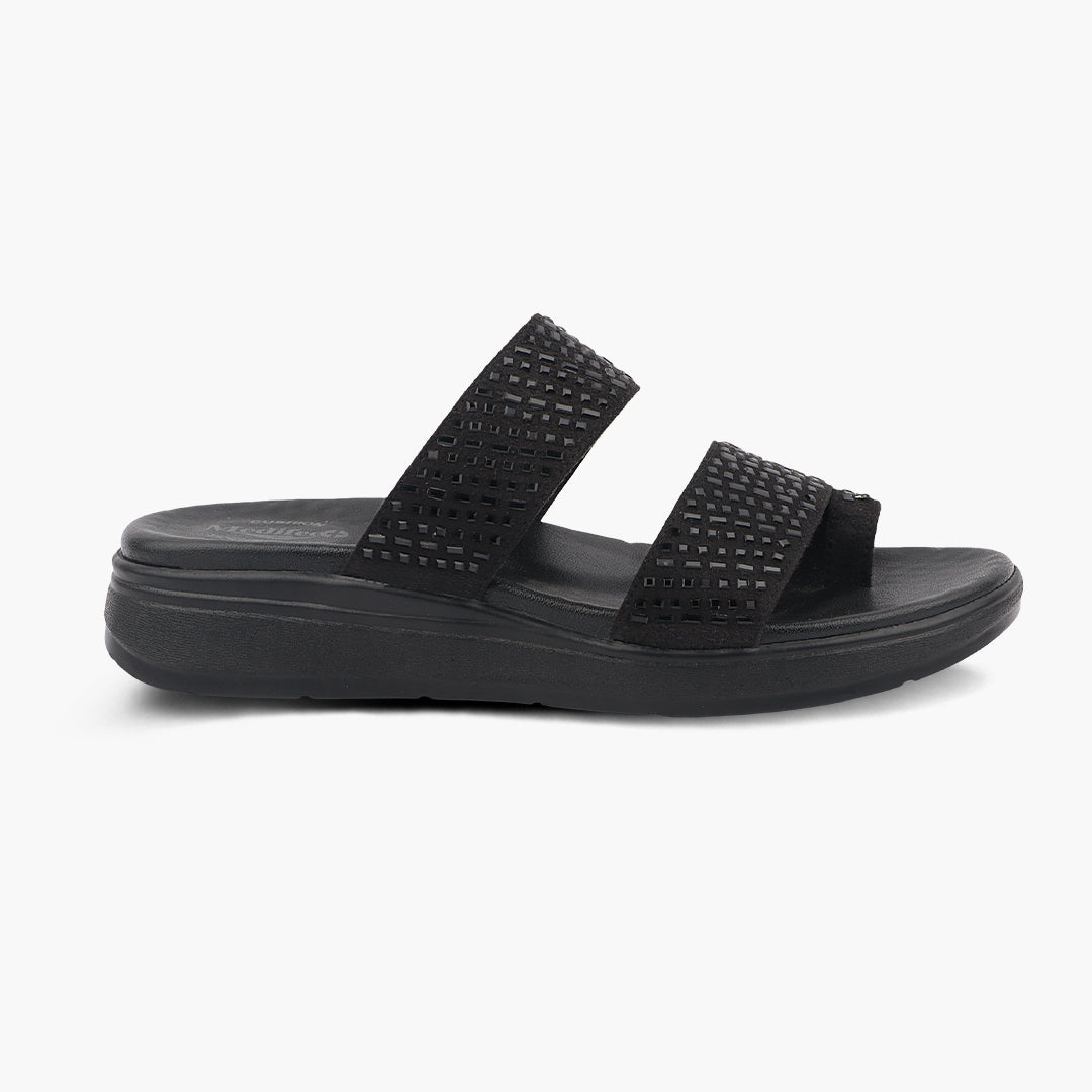 Medifeet Stylish Leather Slippers (Women) (Dual Strap for Better Fit)