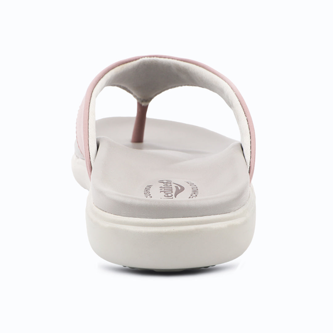 Cushioned V Strap Leather Slippers for Women