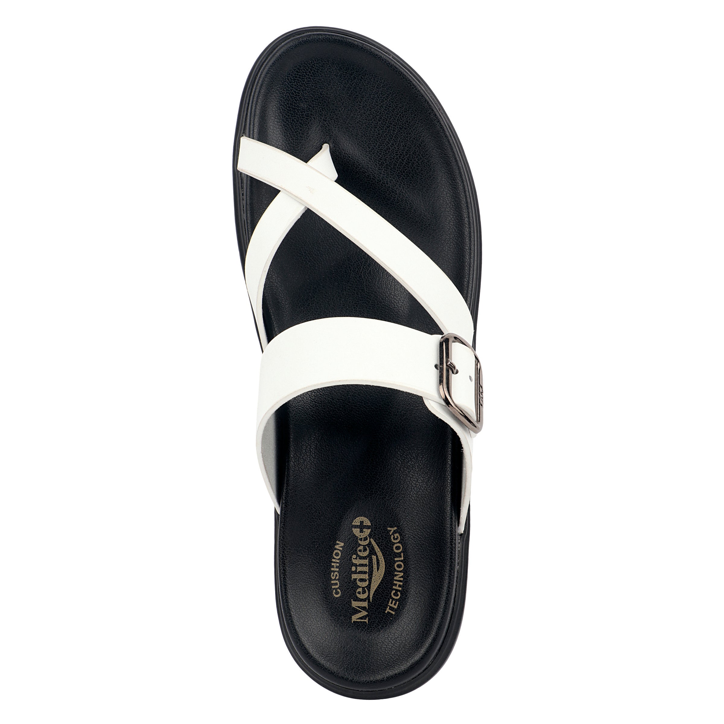 Medifeet Women’s Comfort Cross Strap Slide Sandals with Adjustable Buckle | Arch Support | Cushioned Footbed | Lightweight Anti-Slip Sole