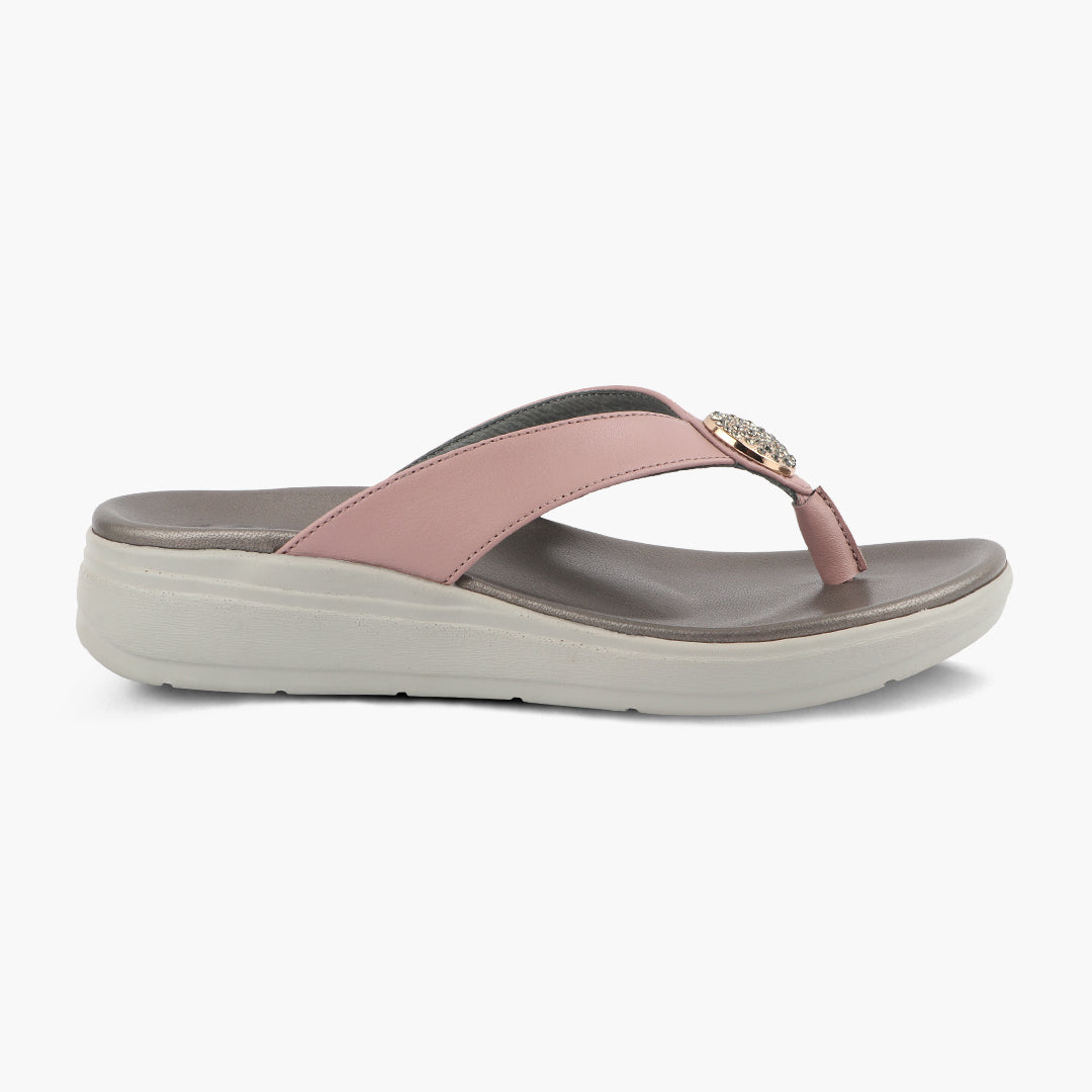 Medifeet Stylish Leather Slippers (Women) (Cushioned Footbed for Extra Comfort)