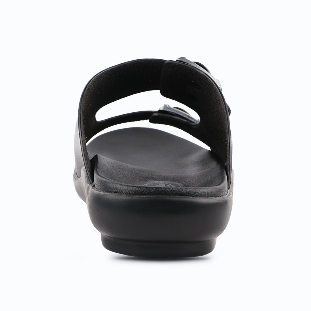 Medifeet Dual Buckle Leather Slippers for Men(Extra Comfortable with Arch Support)