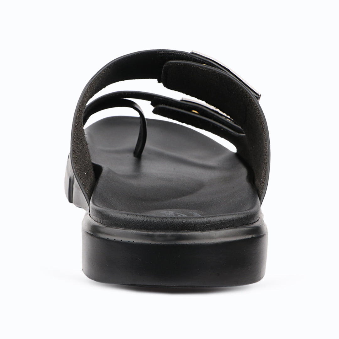 Medifeet Comfortable Toe-Ring Slide Sandals For Men's - Adjustable double straps with elegant metal buckles