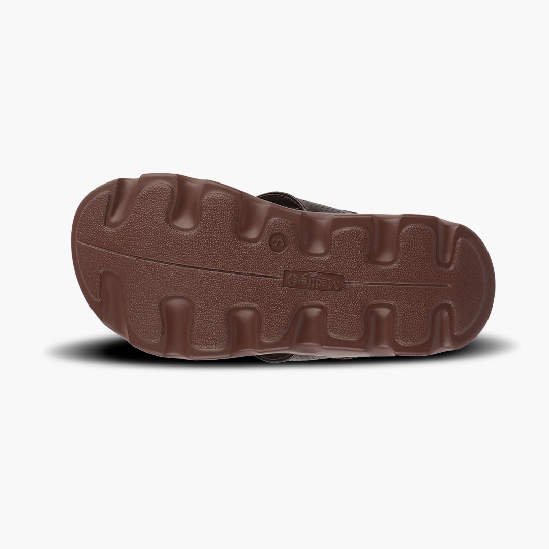 Broad Strap, Cushioned Leather Slippers for Women