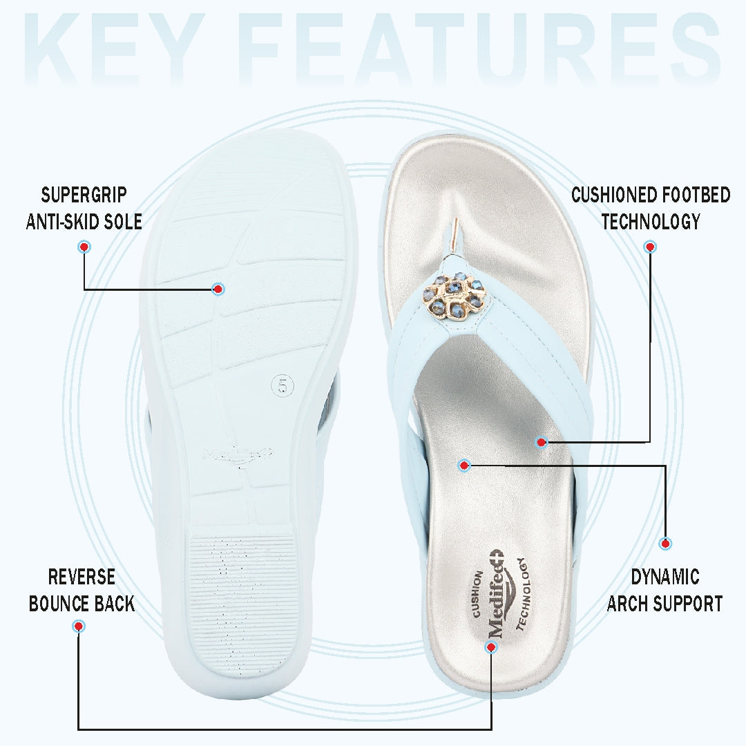 Medifeet Women's Comfort Wedge Sandals | German Technology | Ergonomic Arch Support | Soft Cushion Footbed | Anti-Skid Sole | Lightweight |