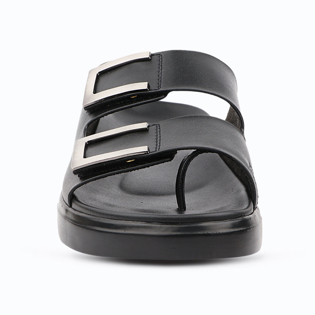 Medifeet Comfortable Toe-Ring Slide Sandals For Men's - Adjustable double straps with elegant metal buckles