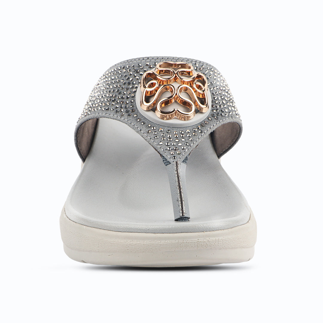 Medifeet Stylish Stone and Comfy Slippers for Women with Midsole Arch Support
