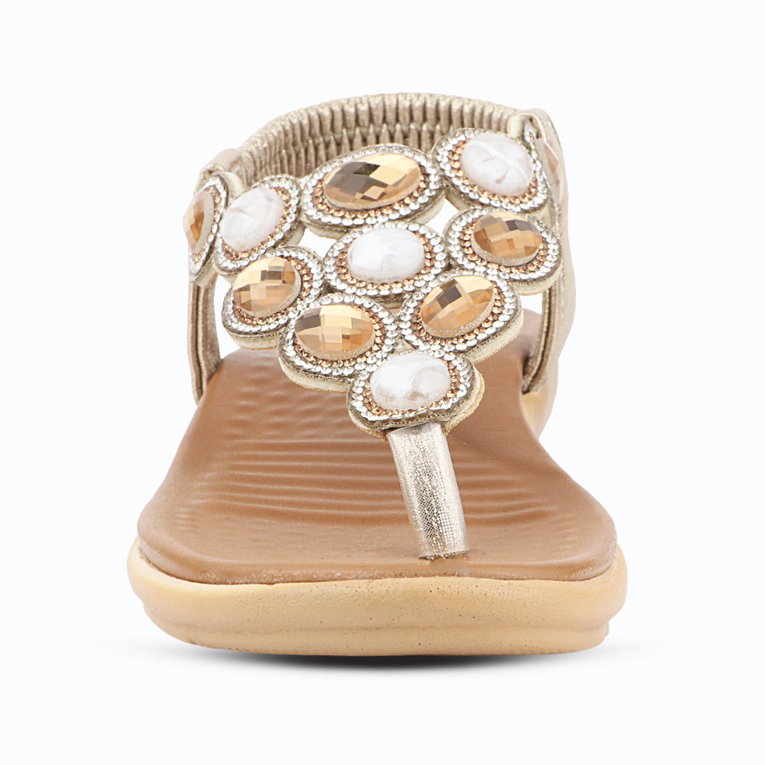 Medifeet Women’s Sparkling Stone-Studded Comfort Sandals | Soft Cushioned Midsole & Elastic Back Strap Fit