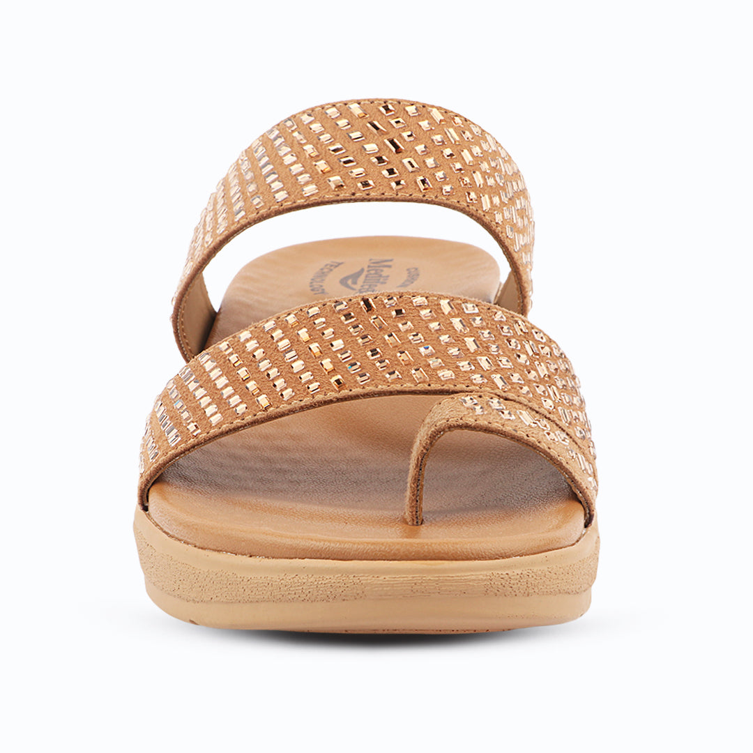 Medifeet Stylish Leather Slippers (Women) (Dual Strap for Better Fit)