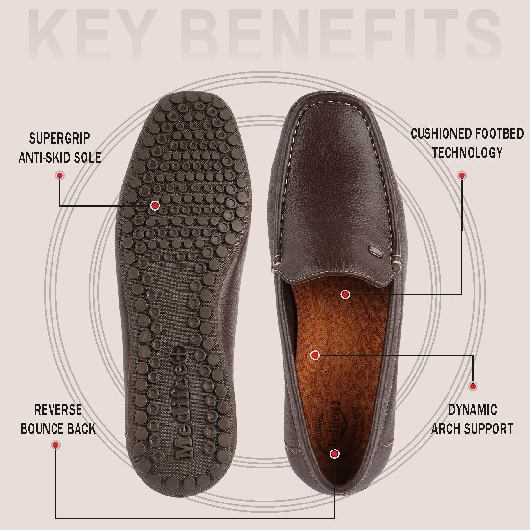 Medifeet Premium Genuine Leather Loafer with Extra Comfort For Men's