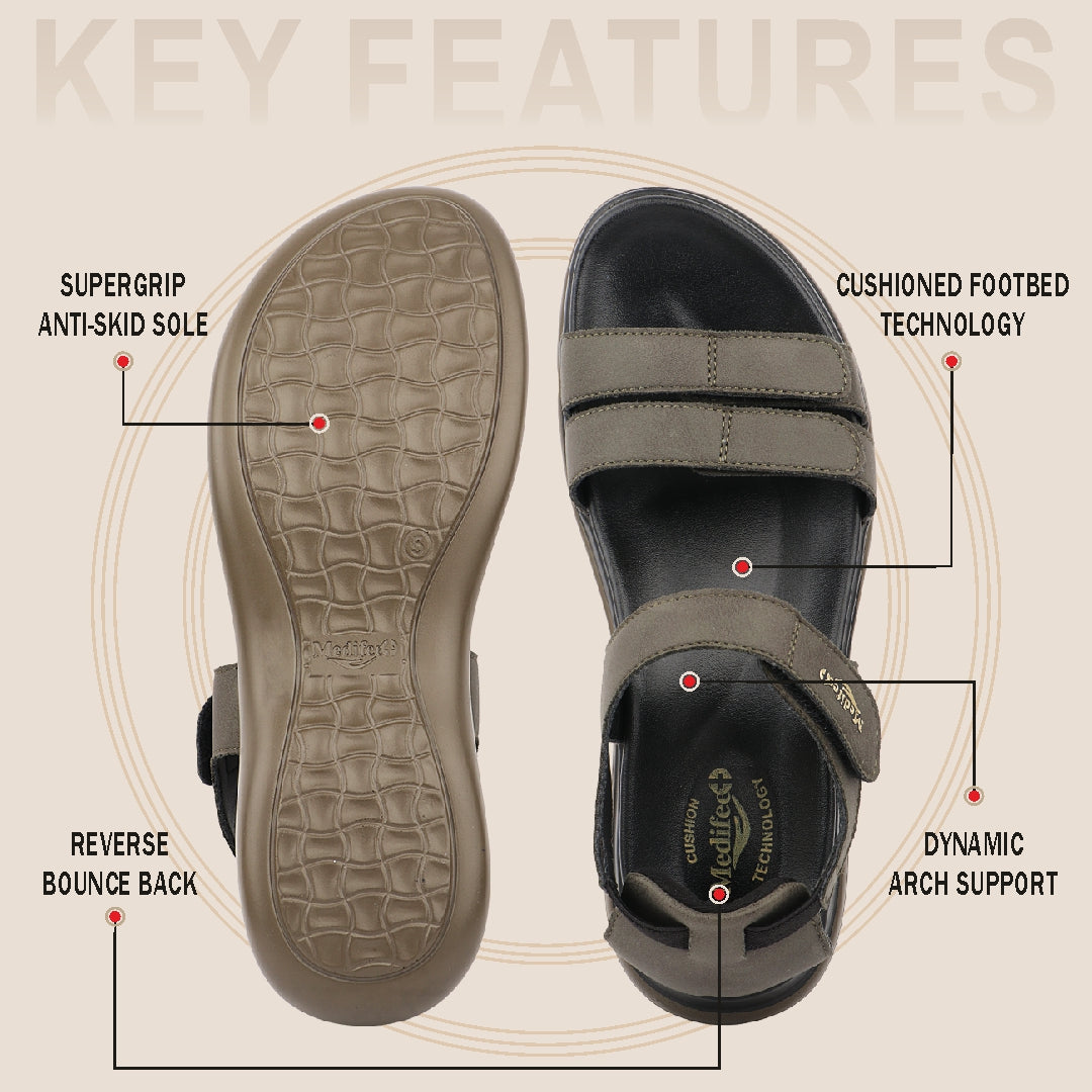 Medifeet Women's Orthopedic Walking Sandals | Adjustable Hook-and-Loop Straps | Soft Cushion Footbed | Anti-Slip Comfort Sandals
