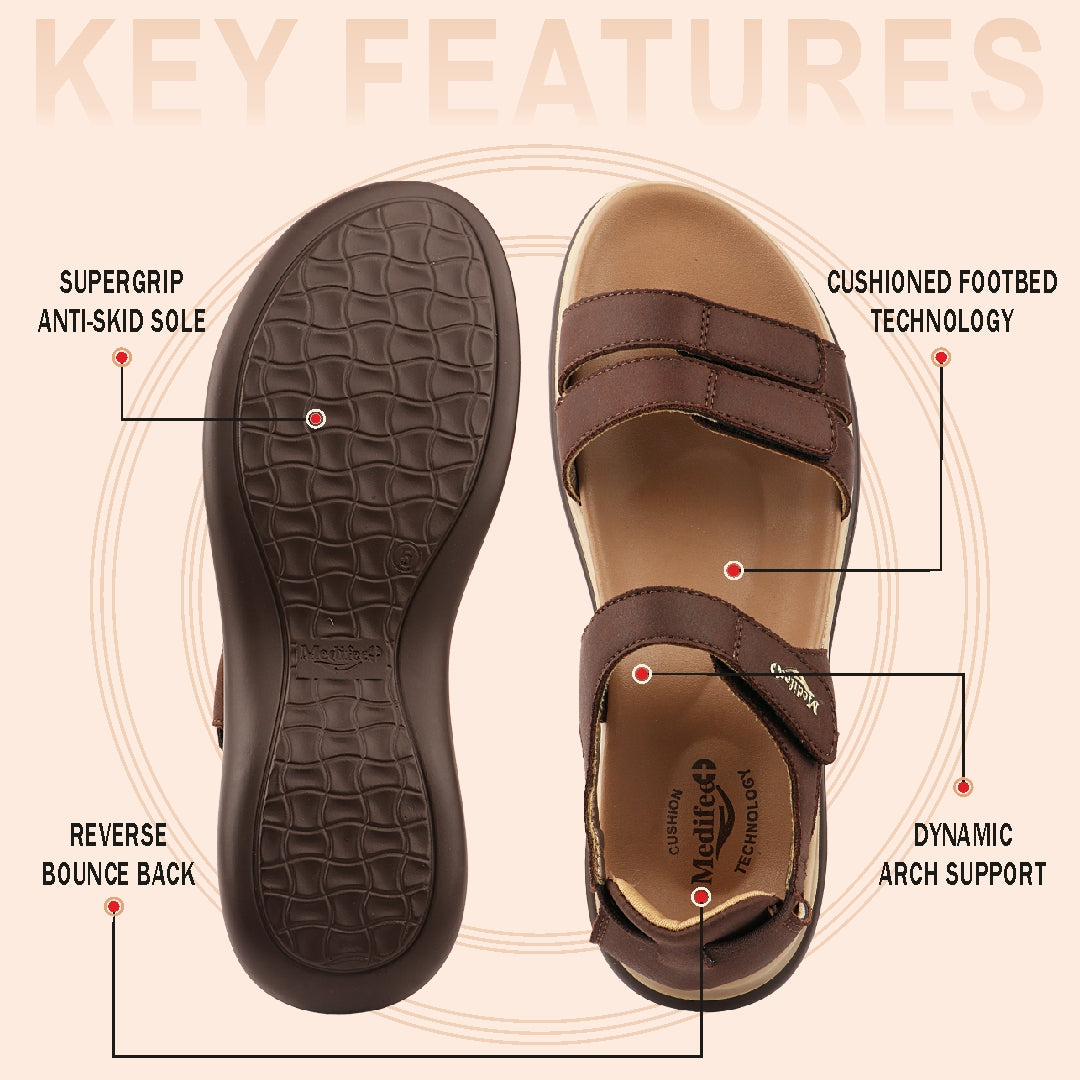 Medifeet Women's Orthopedic Walking Sandals | Adjustable Hook-and-Loop Straps | Soft Cushion Footbed | Anti-Slip Comfort Sandals