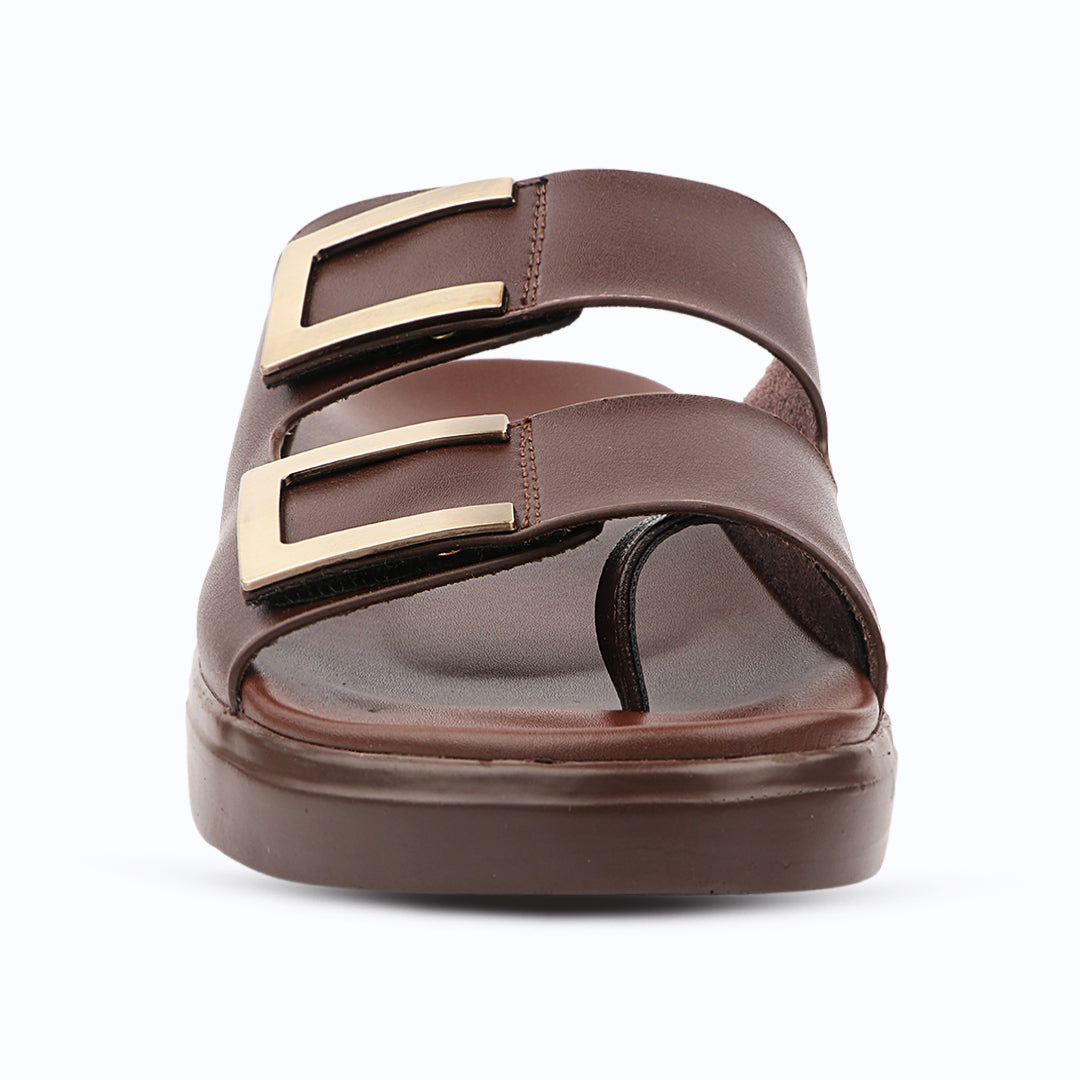 Medifeet Comfortable Toe-Ring Slide Sandals For Men's - Adjustable double straps with elegant metal buckles