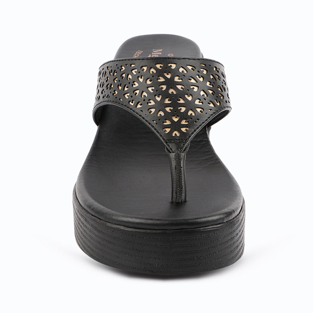 Medifeet Women’s Comfort Wedge Toe-Post Sandals | Cushioned Footbed | Stylish Laser-Cut Upper | Lightweight Platform Heels