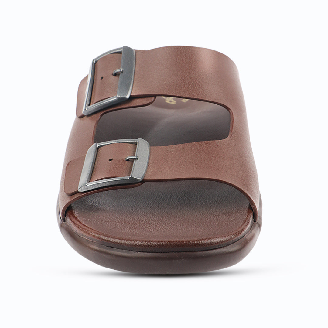 Medifeet Dual Buckle Leather Slippers for Men(Extra Comfortable with Arch Support)