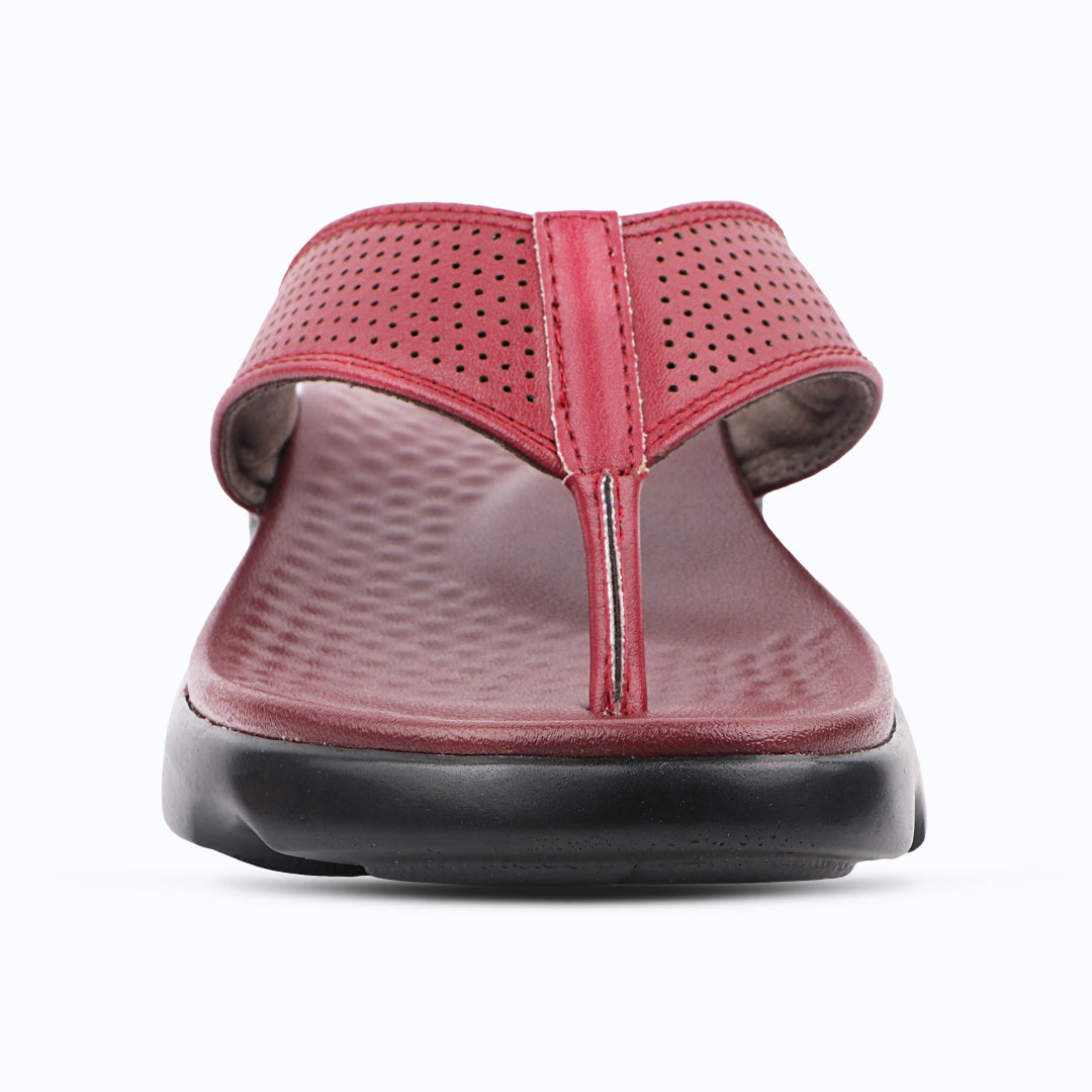 Broad Strap, Cushioned Leather Slippers for Women