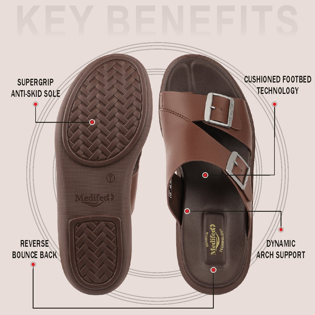 Medifeet Men’s Premium Double Buckle Sandals | German Technology Comfort Footbed & Anti-Skid Sole
