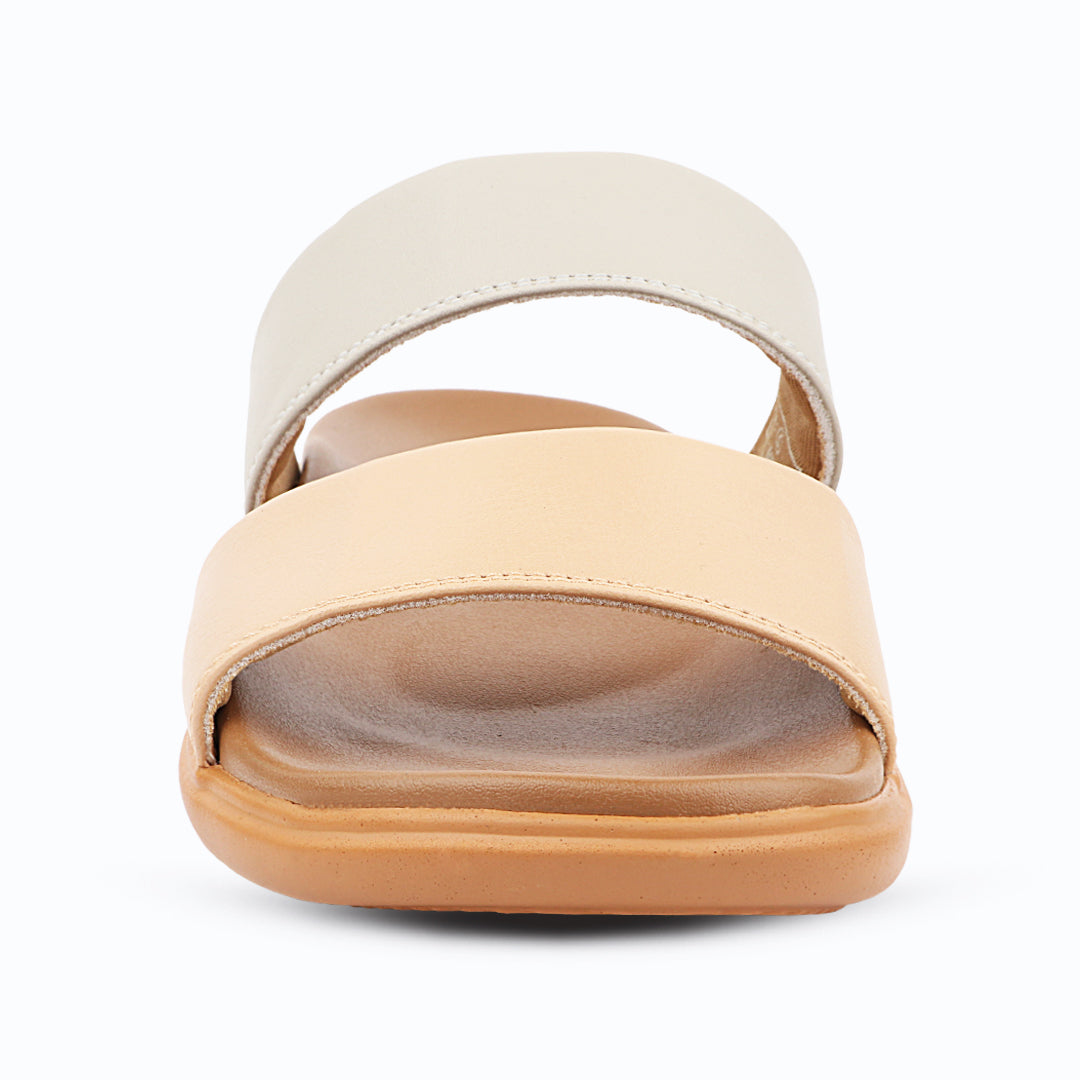 Medifeet Women’s Elegant Dual Tone Comfortable Slides with Orthopedic Cushioned Footbed & Arch Support