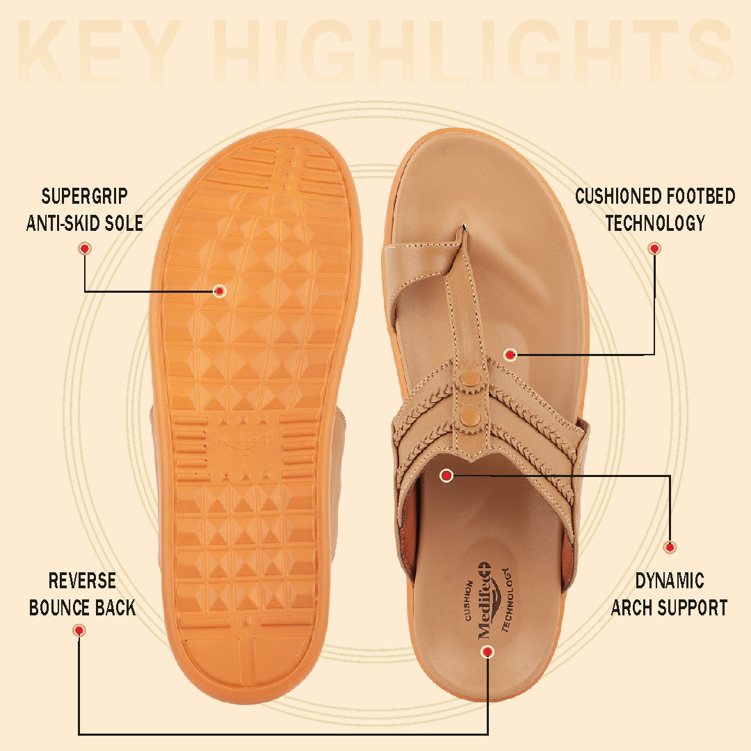 Medifeet Men’s Ethnic Comfort Sandals with Arch Support – All-Day Walking Slippers