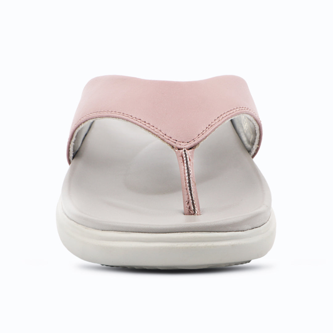 Cushioned V Strap Leather Slippers for Women