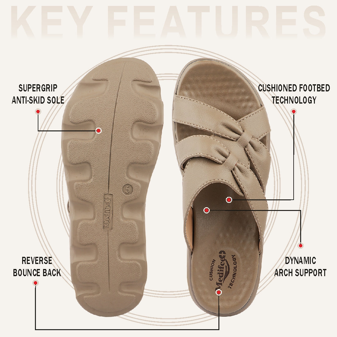 Medifeet Cross Loop Women's Orthopedic Ergonomic Comfort Slides | German Technology | Arch Support | Diabetic Friendly | Indoor & Outdoor Use Slippers