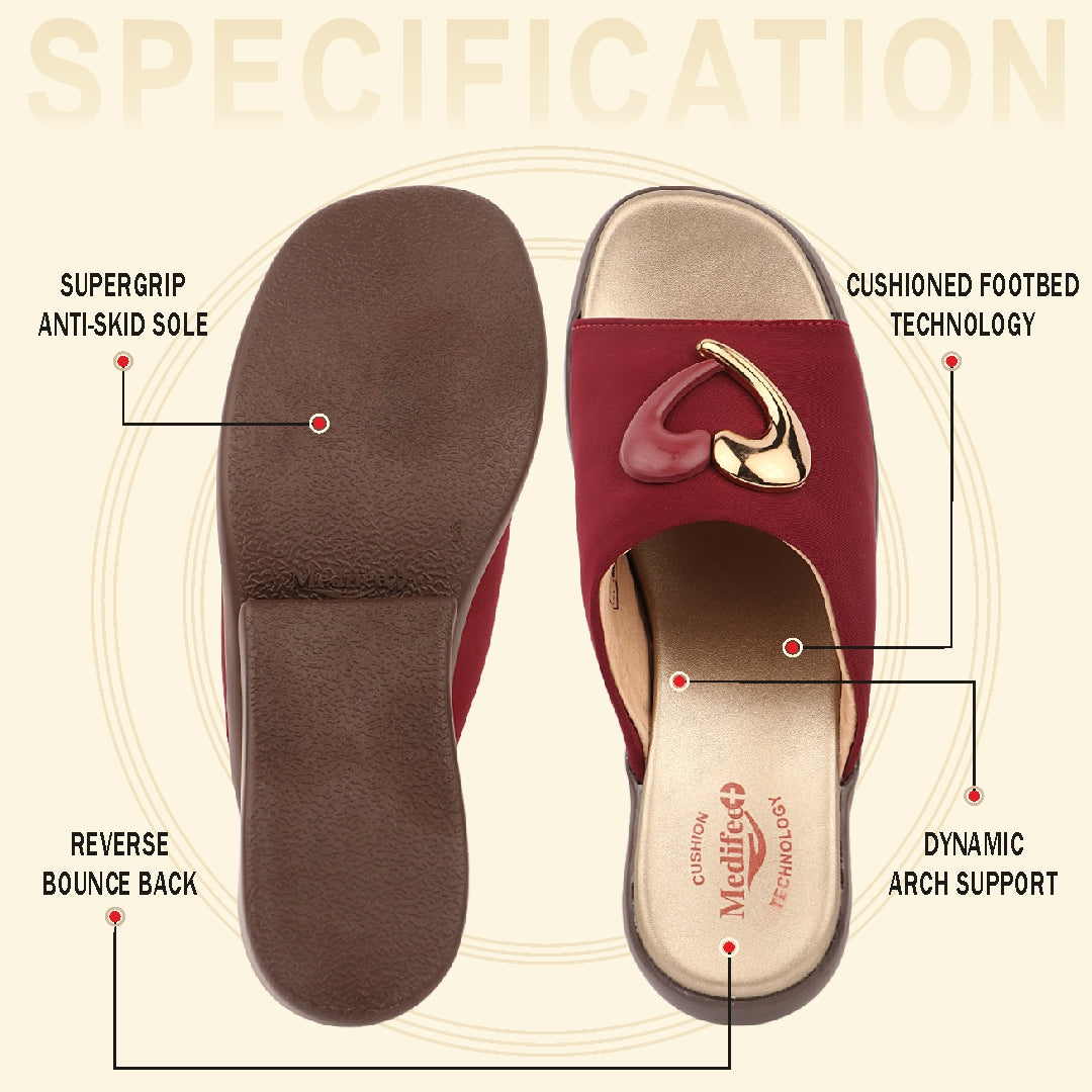 Medifeet Women's Elegant Comfort With Fashion Wedge Slide Sandals with Soft Cushioned Footbed & Engineered with BASF German Technology
