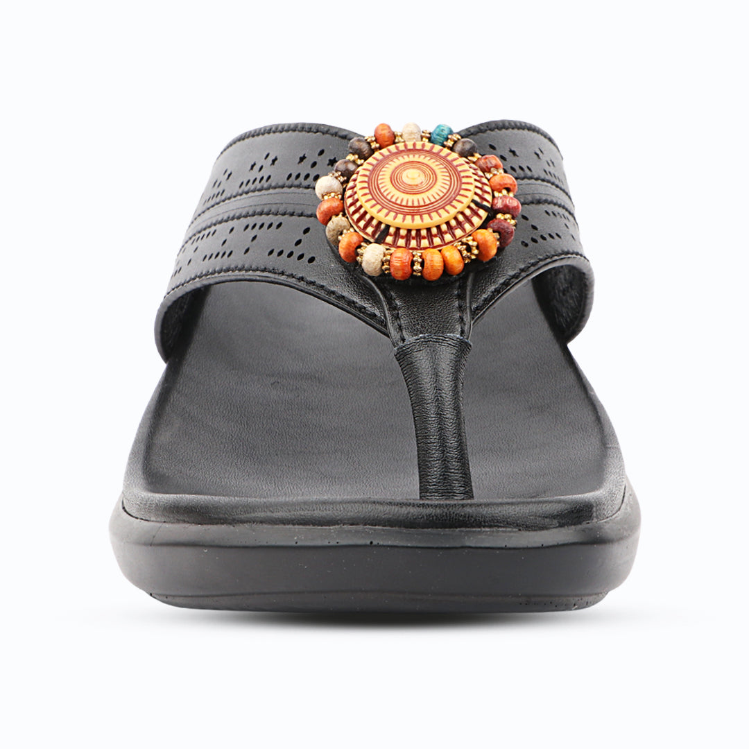 Medifeet Premium Laser Cut Strap with Elegant Embellishment Design Slippers For Women's - Everyday Comfort