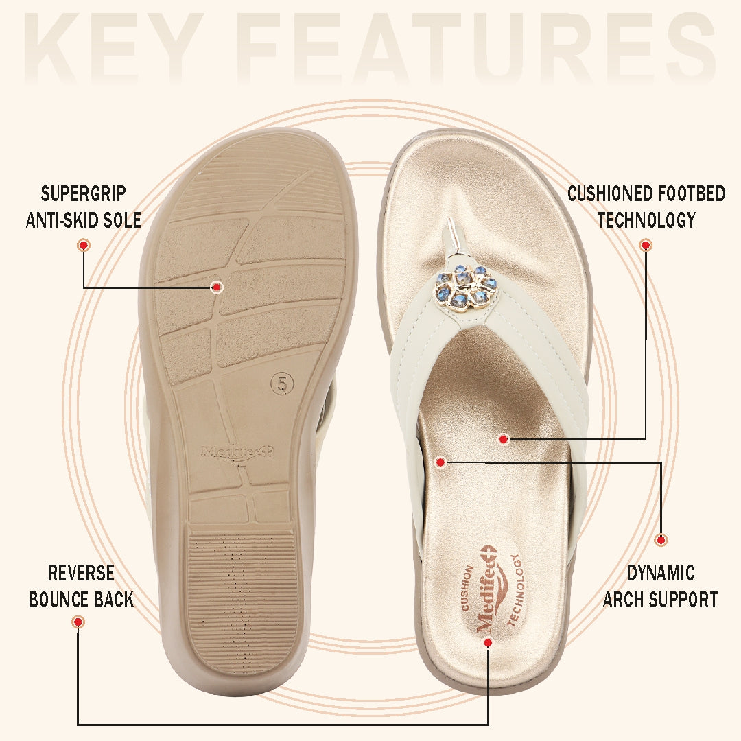 Medifeet Women's Comfort Wedge Sandals | German Technology | Ergonomic Arch Support | Soft Cushion Footbed | Anti-Skid Sole | Lightweight |