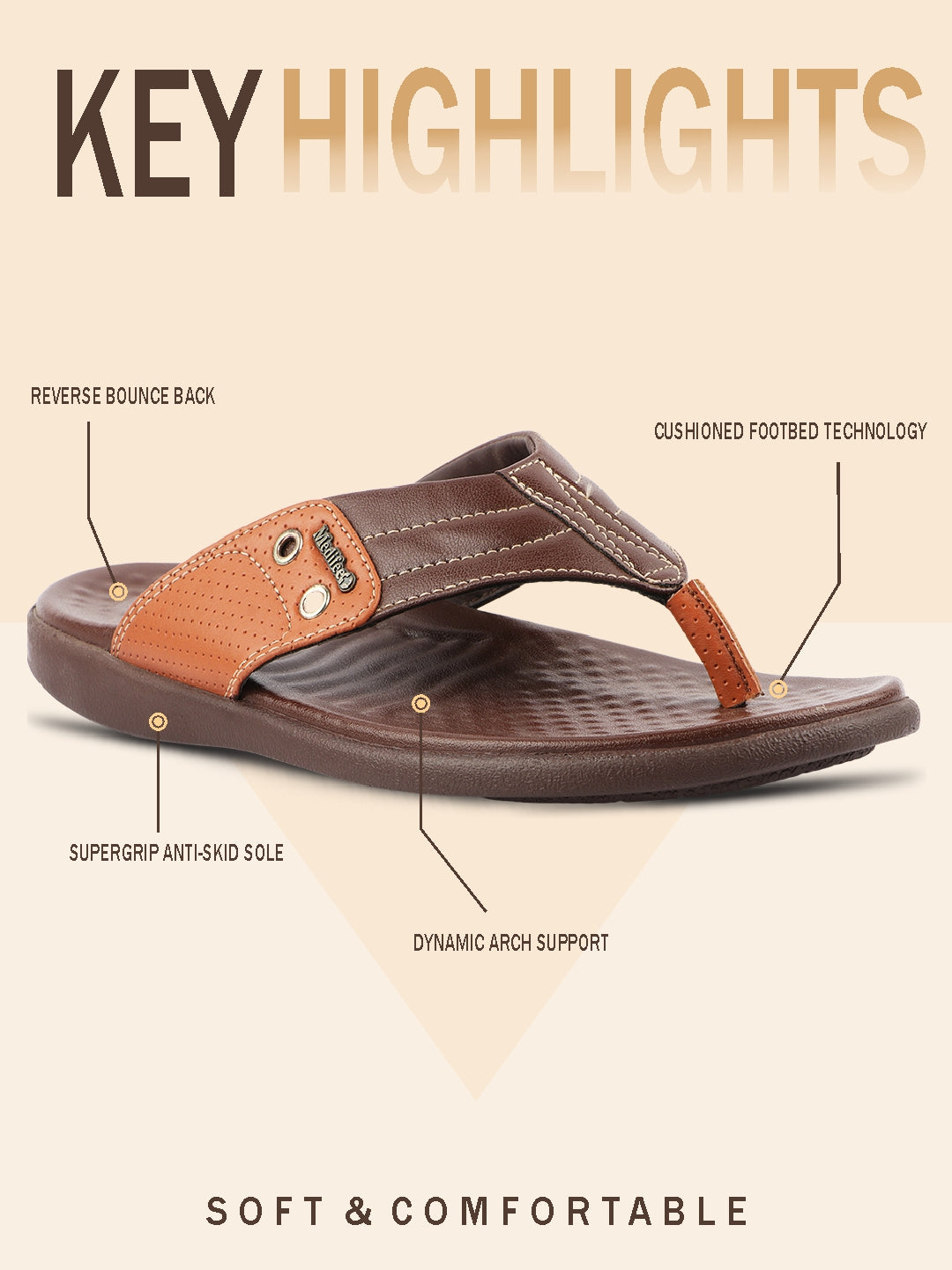 Medifeet Men's Comfort Arch Support Flip-Flops | Dual-Tone Anti-Skid Slippers for All-Day Wear