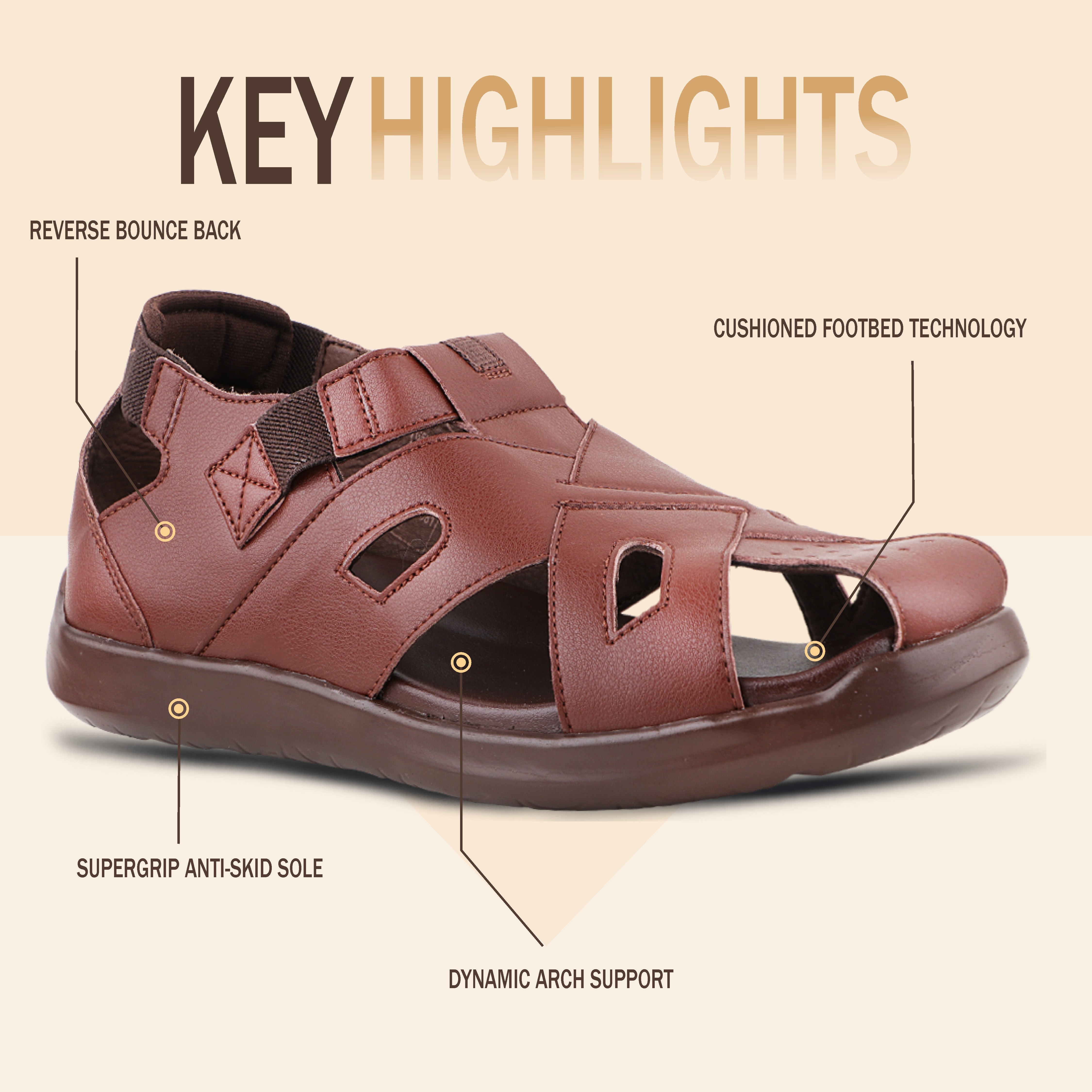 Medifeet FootCare Fishermen Sandals For Men's With Anti-Skid & Arch Support Comfort