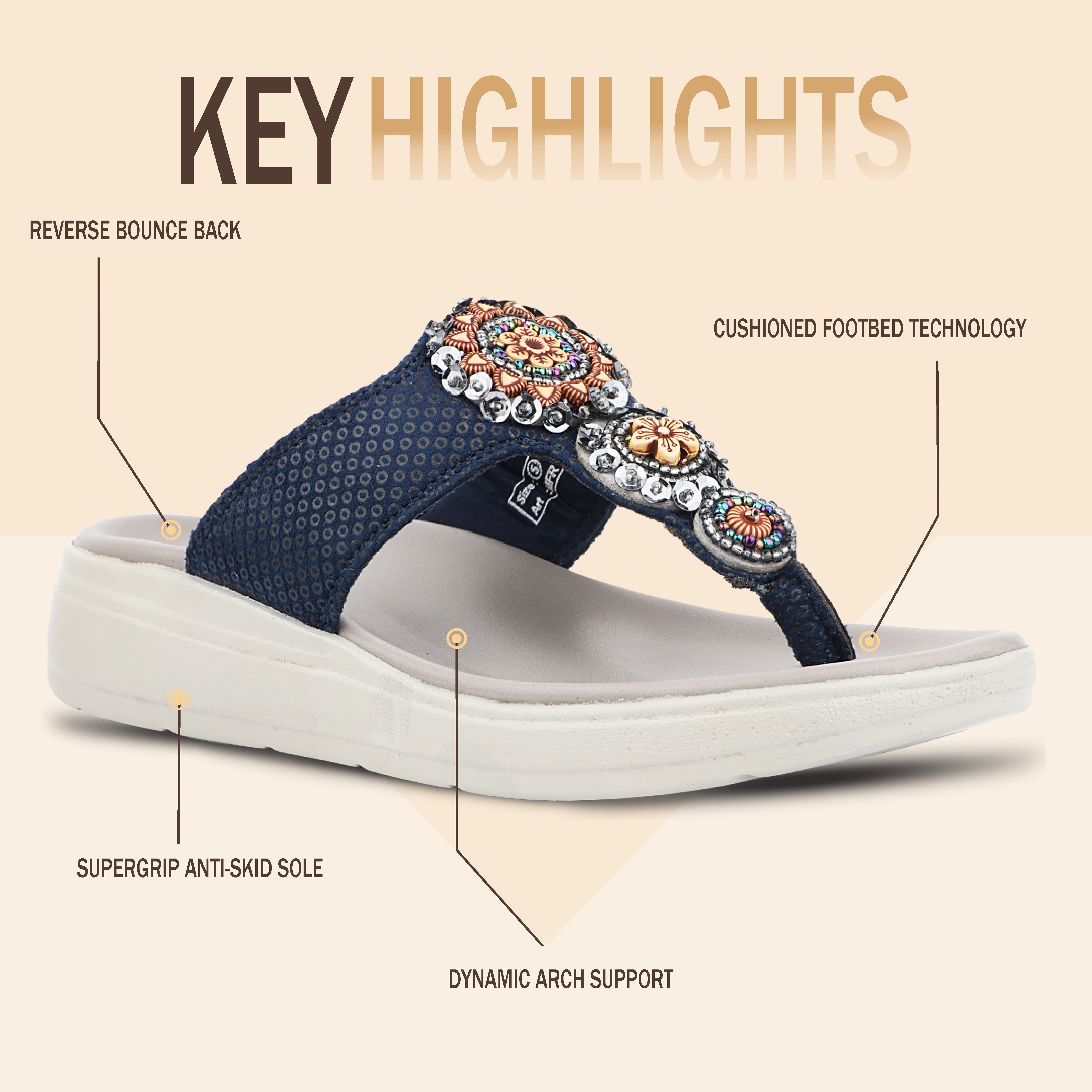Medifeet Women’s Orthopedic Sandals with Arch Support – Comfortable Beaded Slip-On Flats