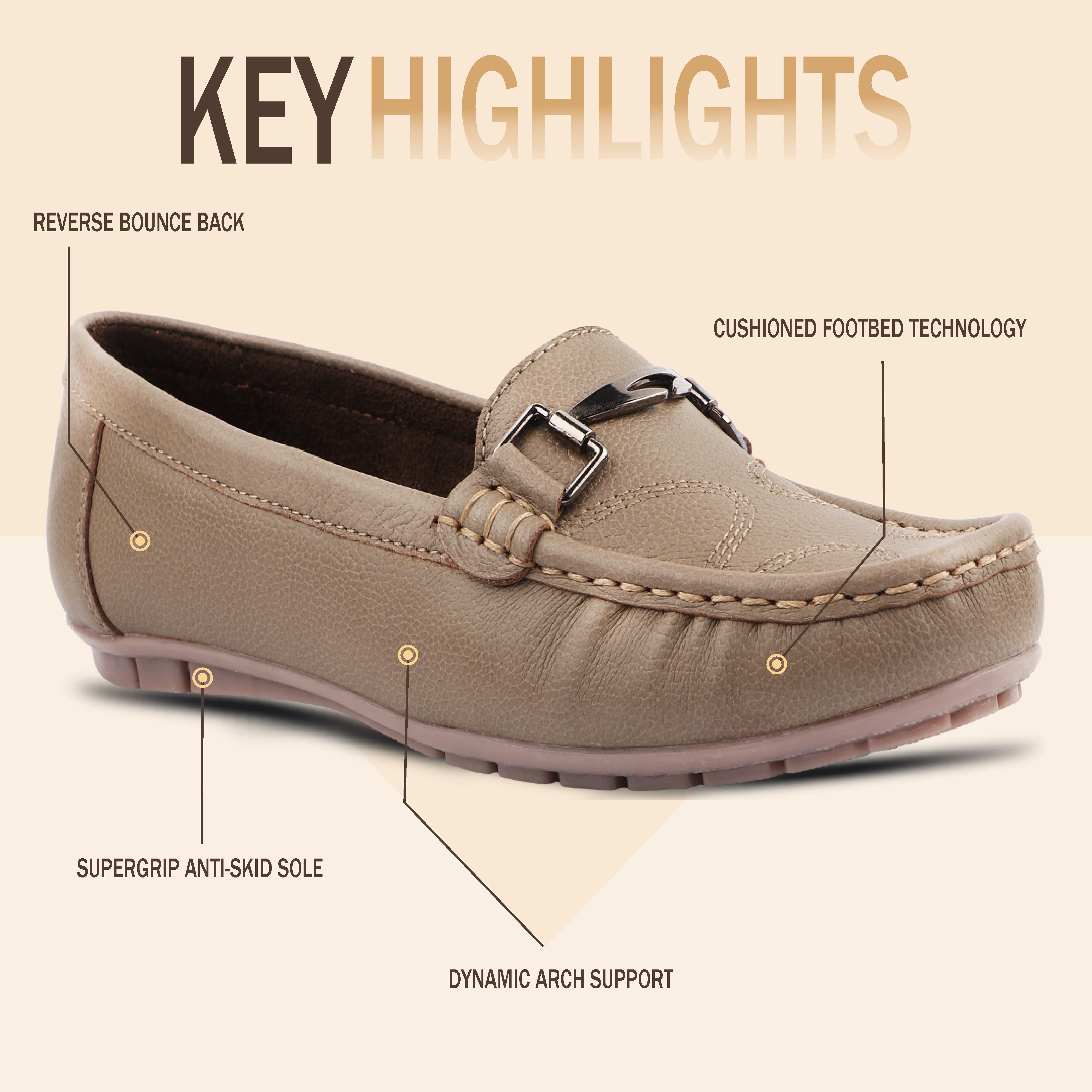 Medifeet Genuine Leather Metal Top Loafers with Arch Support For Women's