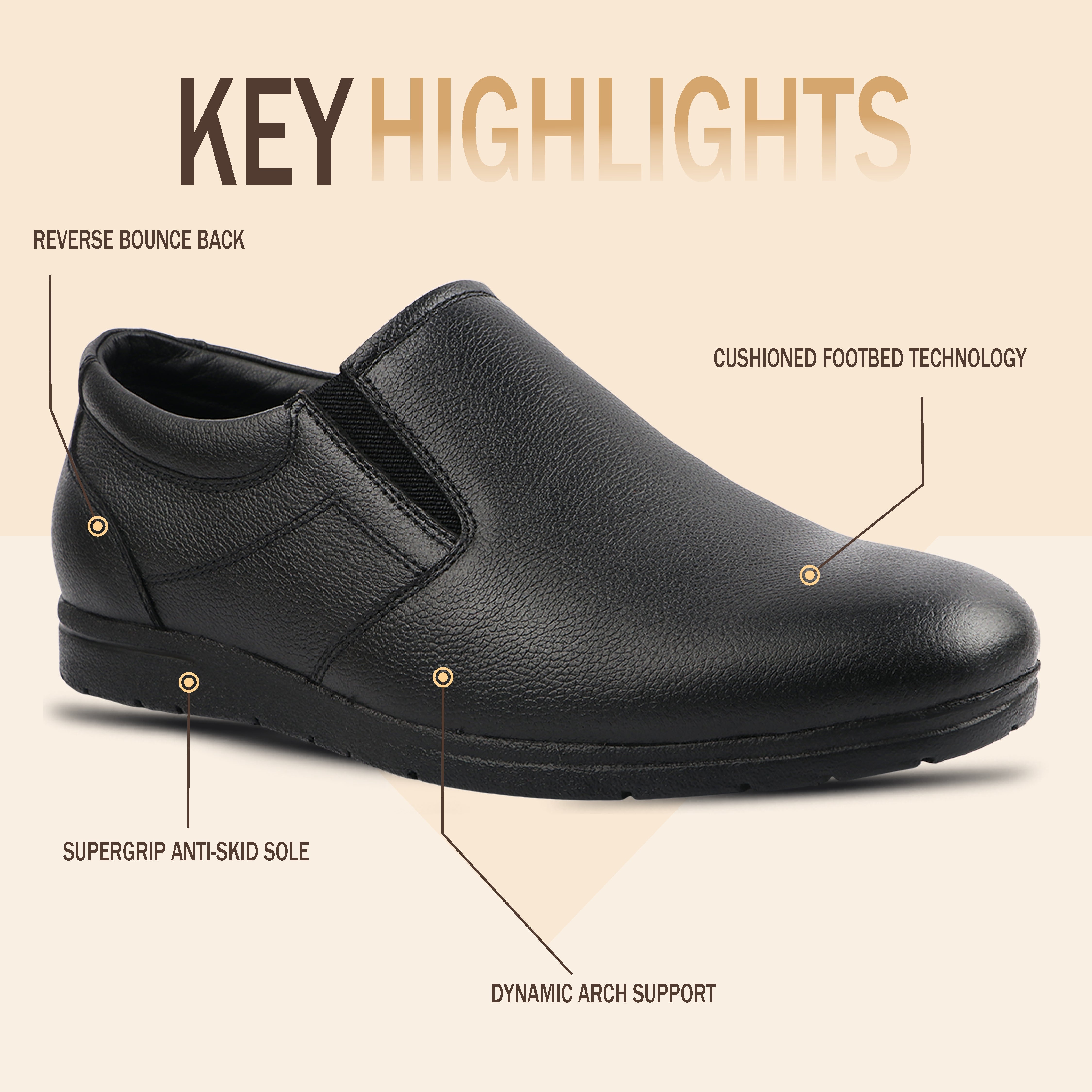 Medifeet Men's Comfort Slip-On Formal Shoes – Arch Support, Soft Cushioned, Anti-Skid Sole