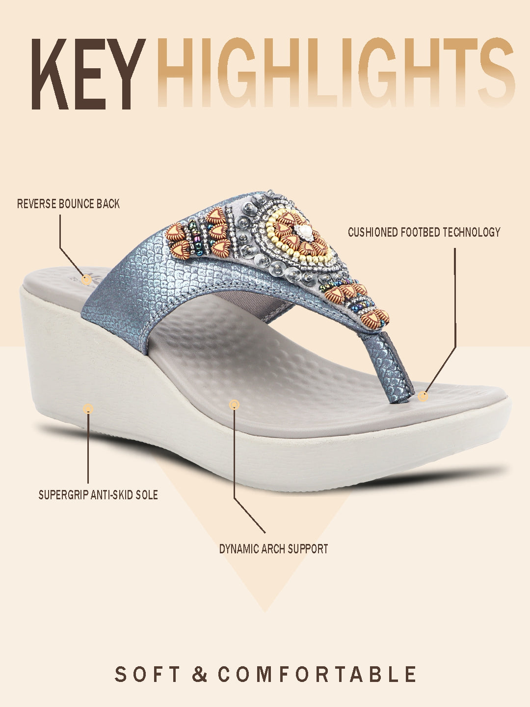 Medifeet Fashion Wedge with Cushion and Comfort Slip-On For Women