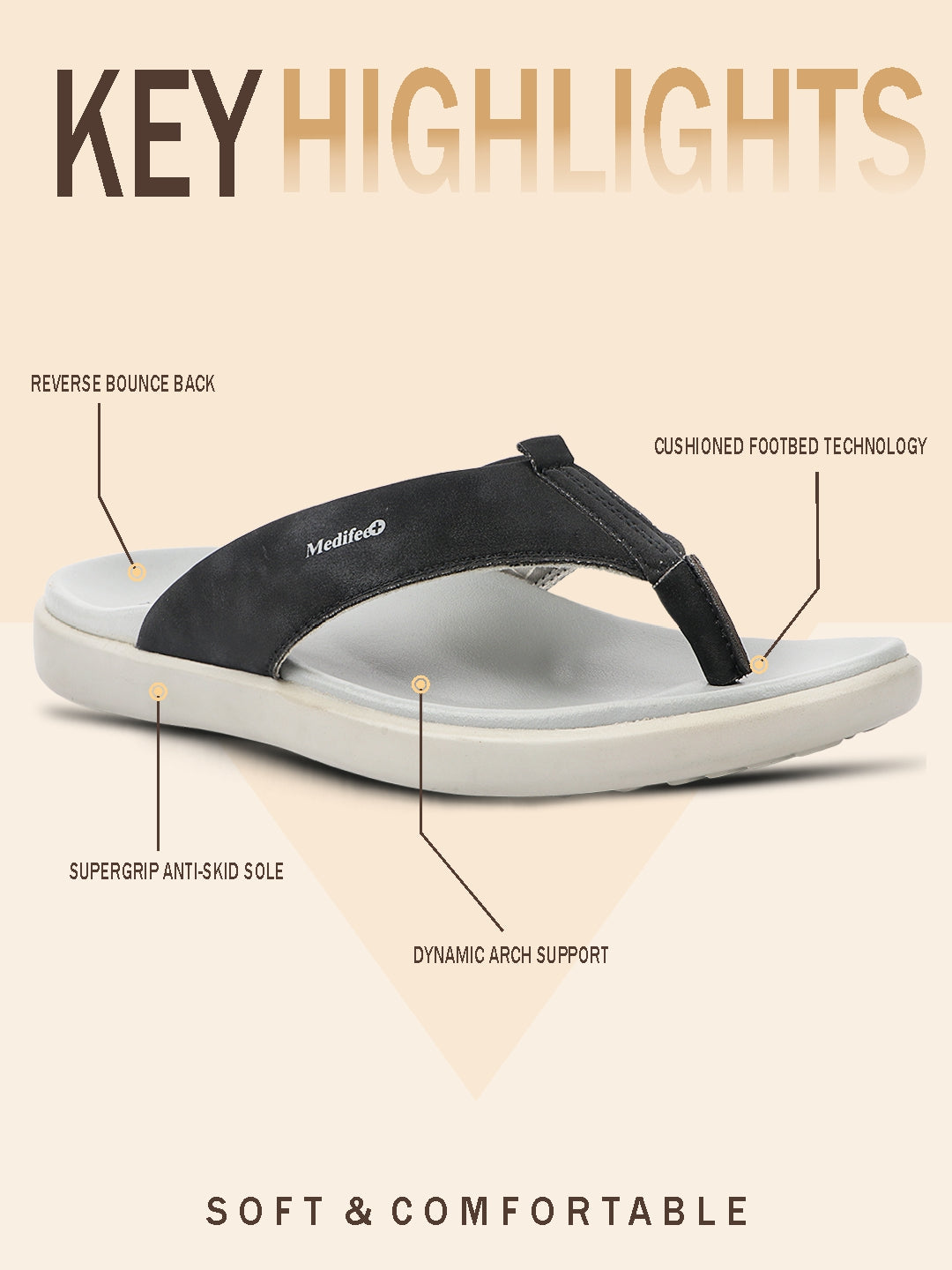 Medifeet Men's Leather Thong Slippers