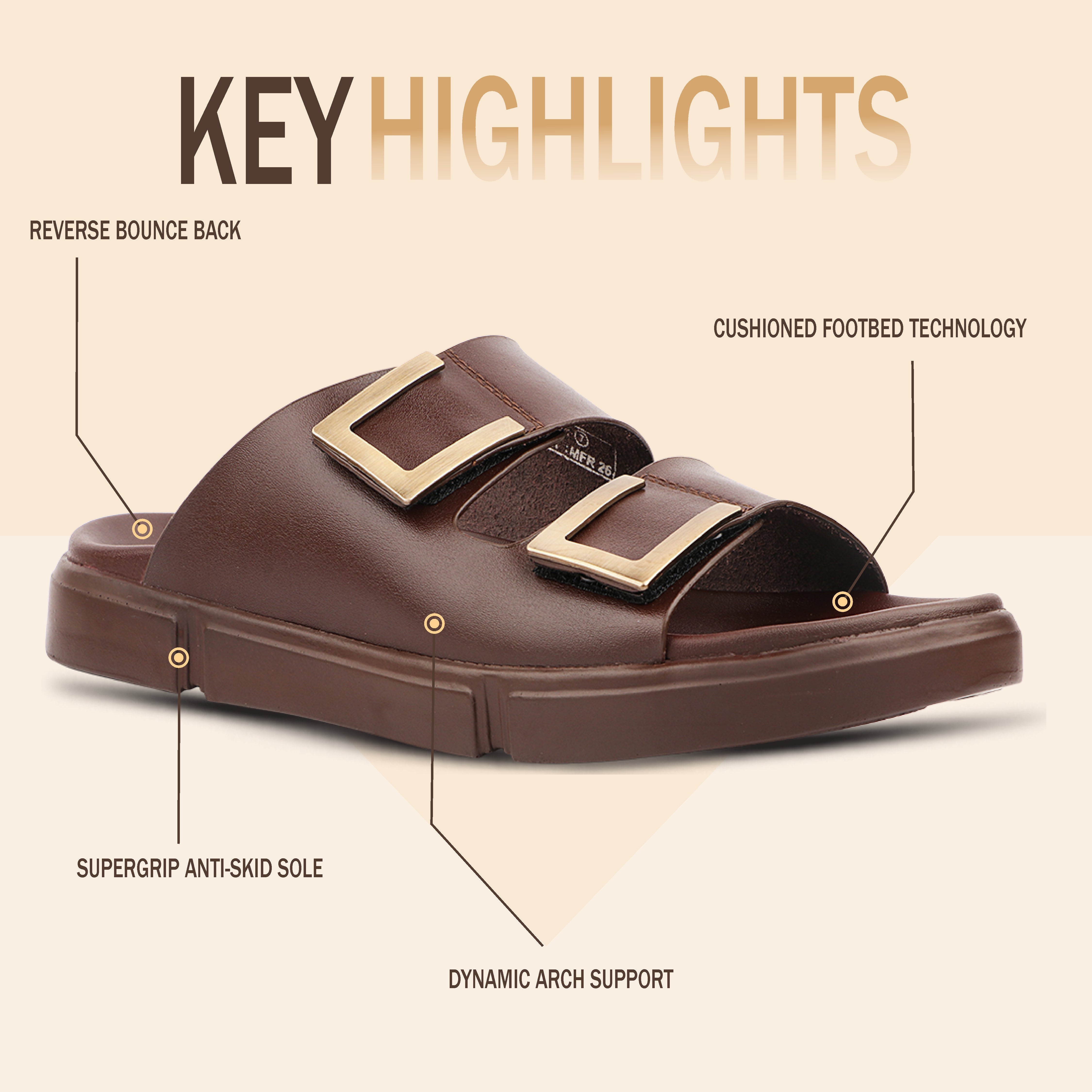 Medifeet Comfort Slide Sandals For Men's - Adjustable double straps with elegant metal buckles