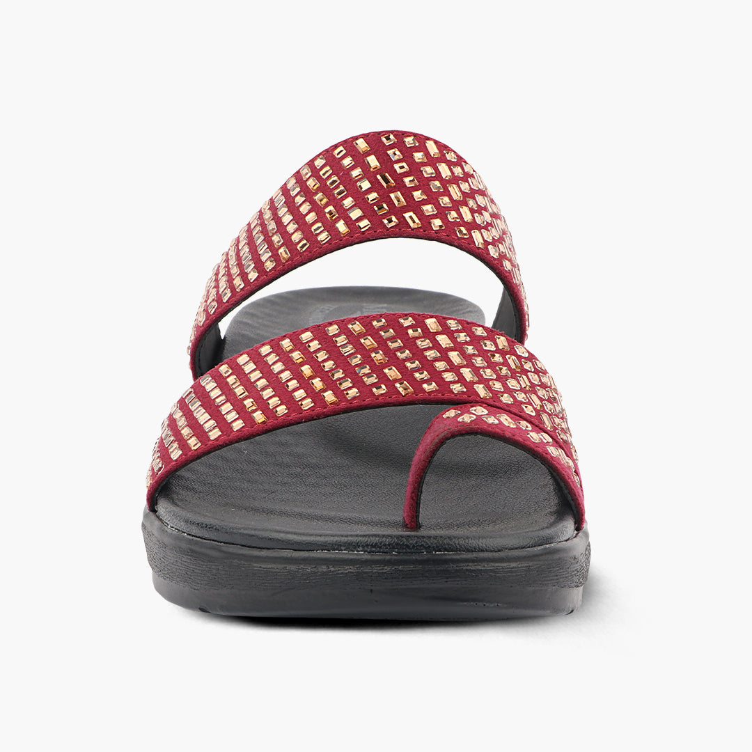 Medifeet Stylish Leather Slippers (Women) (Dual Strap for Better Fit)
