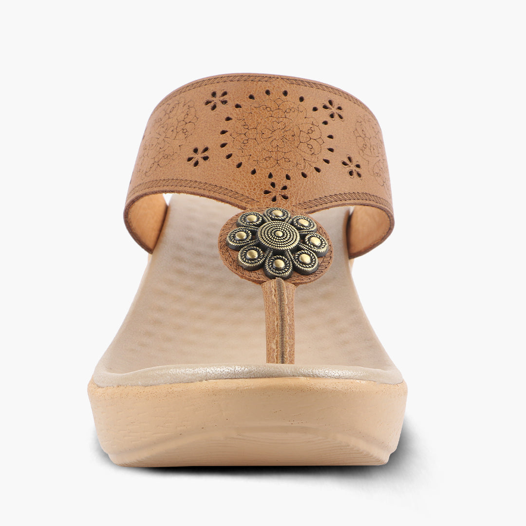 Medifeet Heel Sandals With Embellished Strap For Women's (Arch Support & Comfortable & Cushion Footbed Sandals)